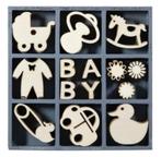 houten bakjes met 45 stuks houten figuurtjes, Ophalen of Verzenden, Nieuw, Materiaal