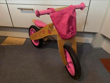 Houten loopfiets roze lekvrije banden beschikbaar voor biedingen