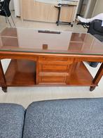 Zgan solide salontafel met glasplaat nieuw 850,-, Ophalen, 100 tot 150 cm, 50 tot 100 cm, Zo goed als nieuw