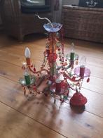 Kleurrijke Rode Kroonluchter met 6 lampjes!, Huis en Inrichting, Lampen | Kroonluchters, Ophalen, Gebruikt, Metaal