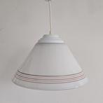 Grote vintage glazen kegelvormige lamp met strepen. Wit glas, Ophalen of Verzenden, Zo goed als nieuw, Glas, Minder dan 50 cm