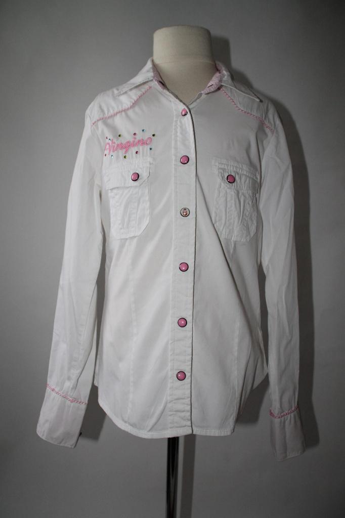 VINGINO witte blouse met blingbling 140 in ~~nieuw~~ staat, Kinderen en Baby's, Kinderkleding | Maat 140, Zo goed als nieuw, Meisje