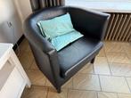 Zwart lederen stoel fauteuil 70 x 64 x 63 cm izgst, Ophalen, J, Eenpersoons, Minder dan 75 cm