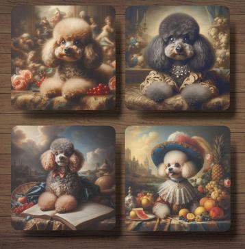 Dwergpoedel Barok onderzetters met houder beschikbaar voor biedingen