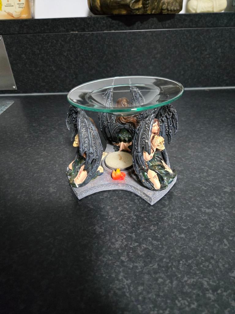 zilverglas engel kandelaar - Juffies brocante