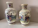 Set 2 Chinese vazen wit crèmekleurige Hoogte 36 en 32 cm, Ophalen of Verzenden
