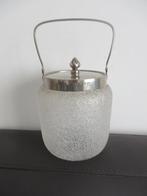 Art deco koekjes pot, ijs glas met verchroomd metaal, 1925, Antiek en Kunst, Antiek | Glas en Kristal, Verzenden
