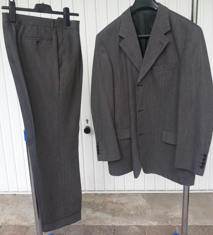herenkostuum Uptown Classic antraciet+visgraat dessin mt 52, Kleding | Heren, Kostuums en Colberts, Gedragen, Maat 52/54 (L), Grijs