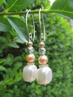 Oorbellen Angelique swarovski parels-kraal zilver, Hangers, Wit, Nieuw, Zilver