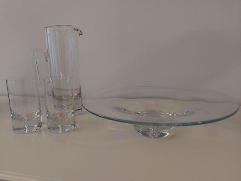 Set glaswerk 1 kan, 2 glazen een een schaal zgan, Huis en Inrichting, Woonaccessoires | Overige, Zo goed als nieuw, Ophalen