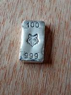 100 gram 999 zilverbaar Wolf, Postzegels en Munten, Edelmetalen en Baren, Zilver, Verzenden
