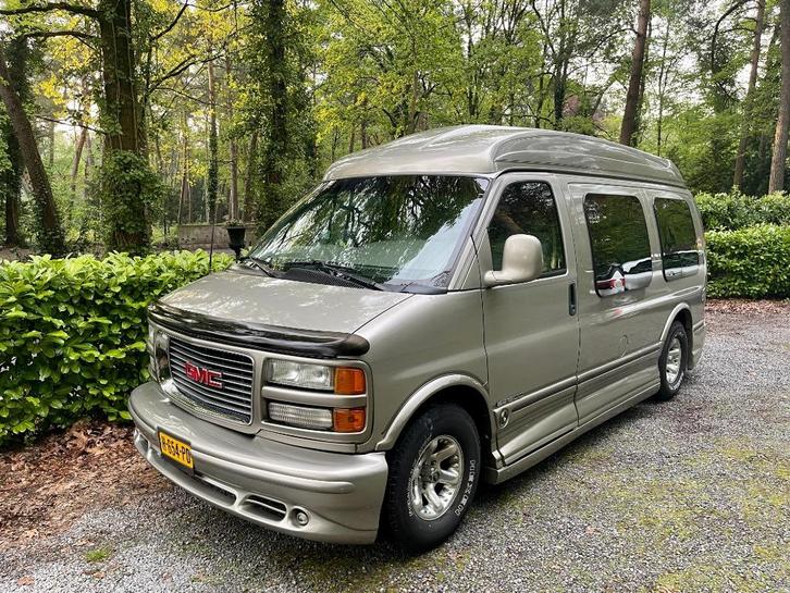 GMC Savana 5.7L V8 Camper – LPG – Volledig uitgerust., Auto's, GMC, Particulier, Savana, LPG, Automaat, Beige, Leder en Stof, Achterwielaandrijving
