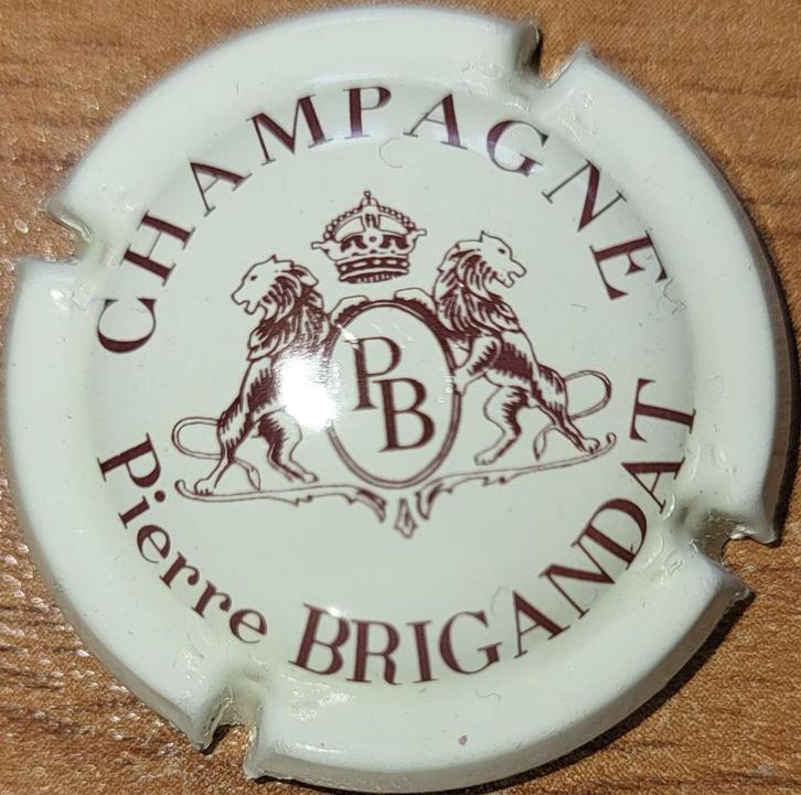 Champagnecapsule Pierre BRIGANDAT crème & bruin nr. 03, Verzamelen, Wijnen, Nieuw, Champagne, Frankrijk, Ophalen of Verzenden
