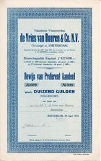 Preferent Aandeel van de Vries van Buuren & Co., A'dam 1933, Postzegels en Munten, Aandelen en Waardepapieren, Ophalen of Verzenden