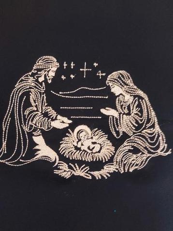 Prachtig borduurwerk van een kerststal.
19/14cm groot
 beschikbaar voor biedingen