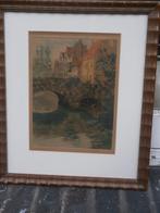 Henri Cassiers, Iets gekleurde ets van Brugge, Antiek en Kunst, Ophalen of Verzenden