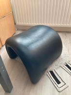 Leolux leren voetenbankje/poef - diep groenblauw, Huis en Inrichting, Ophalen, Minder dan 50 cm, Gebruikt, 50 tot 75 cm