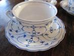 Vier antieke indisch Blau teekopjes met schoteltjes, Verzenden
