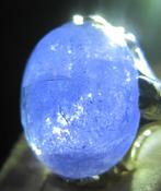 Tanzanite 35 karaat %100natuurlijk groot design zilver ring, Sieraden, Tassen en Uiterlijk, Ringen, Ophalen, Blauw, 19 tot 20