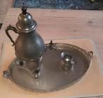 Tinnen Koffiekan met Dienblad en Melkkannetje, Antiek en Kunst, Antiek | Tin, Ophalen of Verzenden