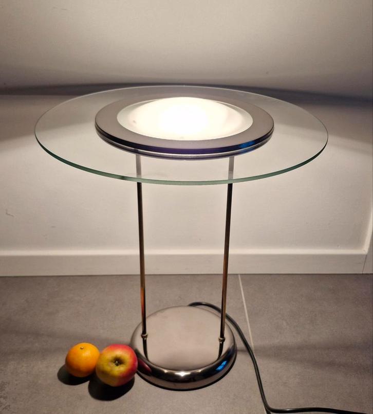 Tafellamp dimbaar, vintage, Massive België, glas met chroom, Huis en Inrichting, Lampen | Tafellampen, Minder dan 50 cm, Glas