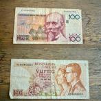 2x oude bankbiljetten België  50 en 100 Frank 5€, Postzegels en Munten, Bankbiljetten | België, Los biljet, Ophalen of Verzenden