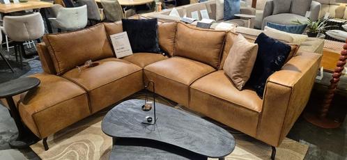 Hoekbank Remy lederlook incl 5 jaar Just enjoy, Huis en Inrichting, Banken | Bankstellen, Nieuw, Hoekbank, Vierpersoons of meer