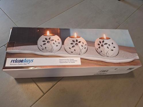Waxinelichthouder set zand, Huis en Inrichting, Woonaccessoires | Kandelaars en Kaarsen, Zo goed als nieuw, Minder dan 25 cm, Overige materialen