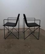 2 Paola Piva stoelen, jaren '80, antraciet draadstaal, Ophalen, Gebruikt, Twee, Zwart