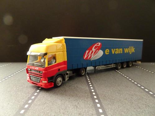 668 herpa daf cf e.van wijk giessen 1:87 truck trein lowline, Hobby en Vrije tijd, Modelauto's | 1:87, Zo goed als nieuw, Bus of Vrachtwagen