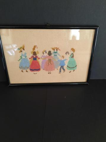 Borduur werkje Dansende kinderen Gemaakt in 1936  beschikbaar voor biedingen