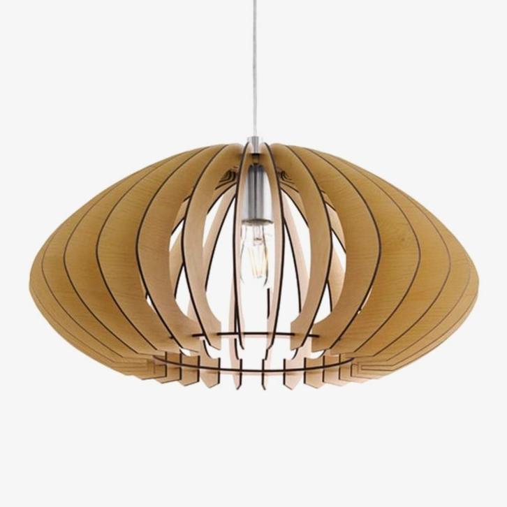 Nieuw! EGLO Cossano 2 hanglamp Ø50 cm hout, Huis en Inrichting, Lampen | Hanglampen, Nieuw, Hout, Ophalen of Verzenden