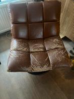 Dutchbone leren draaifauteuil gebruikt, Huis en Inrichting, Fauteuils, Gebruikt, Ophalen of Verzenden, 50 tot 75 cm, Leer