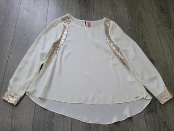 JACKY LUXURY crème top met pailletten maat XS ~ NH0007 beschikbaar voor biedingen