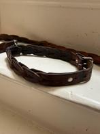 Hondenriem en halsband gevlochten leer bruin, Ophalen of Verzenden