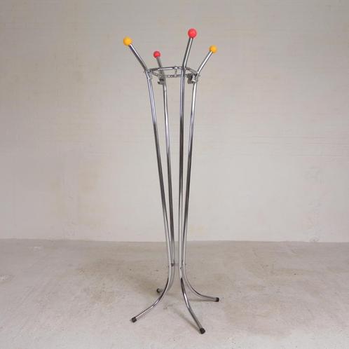 Zeldzame chromen kapstok met gekleurde bollen, jaren 50, Antiek en Kunst, Antiek | Kantoor en Zakelijk, Ophalen of Verzenden