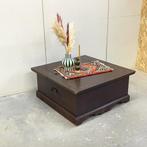 Brocante Mexicaanse salontafel kist klep opbergruimte hout
