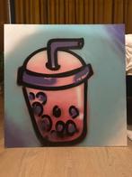 Graffiti kunstwerk op hardboard 65x65 cm bubble tea, Antiek en Kunst, Ophalen