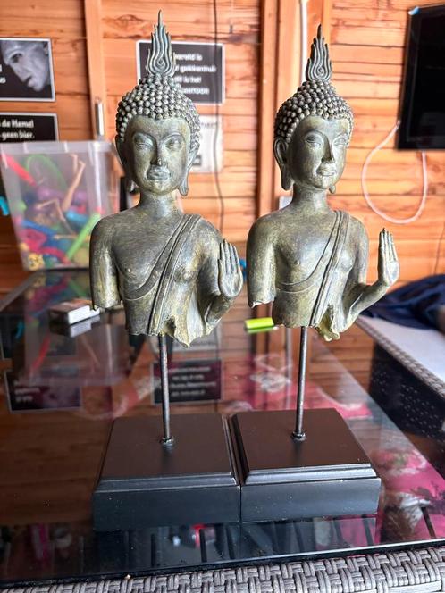 2 Boeddhabeelden Shakyamuni op voet, Huis en Inrichting, Woonaccessoires | Boeddhabeelden, Gebruikt, Ophalen of Verzenden