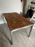 Eettafel teak RVS, 150 tot 200 cm, Teakhout, Rechthoekig, Ophalen of Verzenden