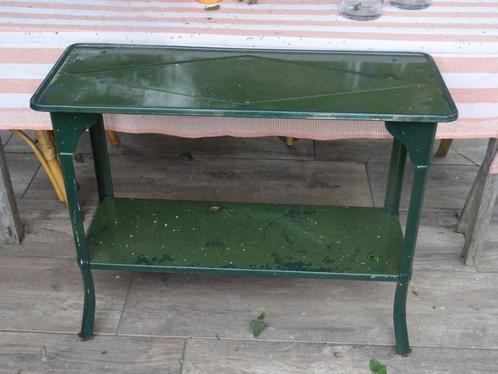 zeldzaam groen emaille tafeltje / keukentafeltje, Antiek en Kunst, Antiek | Meubels | Tafels, Ophalen