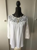 Witte blouse met kant - Maat L, Ophalen of Verzenden, Zo goed als nieuw, Maat 38/40 (M), Wit