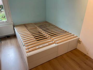 Tweepersoonsbed PLATSA IKEA - wit bed 160 met lades beschikbaar voor biedingen