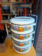rantan, food carrier, 4 laags emaille pannetjes om te dragen, Ophalen of Verzenden, Nieuw, Overige materialen