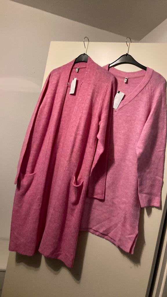 Roze set trendy nieuw vest met jurktrui L, Ophalen of Verzenden, Zo goed als nieuw, Roze