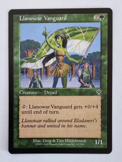 Llanowar Vanguard Invasion MTG Near Mint, Hobby en Vrije tijd, Verzamelkaartspellen | Magic the Gathering, Zo goed als nieuw, Losse kaart