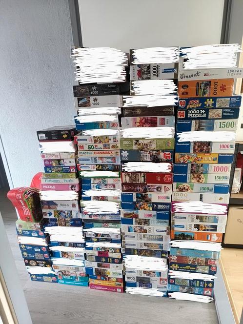 91 puzzels max 2000 stukjes, 24 zijn er nog nieuw, Hobby en Vrije tijd, Denksport en Puzzels, Zo goed als nieuw, Legpuzzel, Meer dan 1500 stukjes