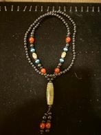 Mala Ketting met Dzi Kraal en Edelstenen, Sieraden, Tassen en Uiterlijk, Gebruikt, Zwart, Ophalen of Verzenden, Steen of Mineraal