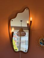 Vintage Deense Teak Spiegel met Verlichting, Ophalen of Verzenden, Zo goed als nieuw