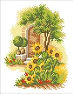 Borduurpakket - Zonnebloemen Tuin 14CT Aida, Ophalen of Verzenden, Nieuw, Handborduren, Borduurpakket